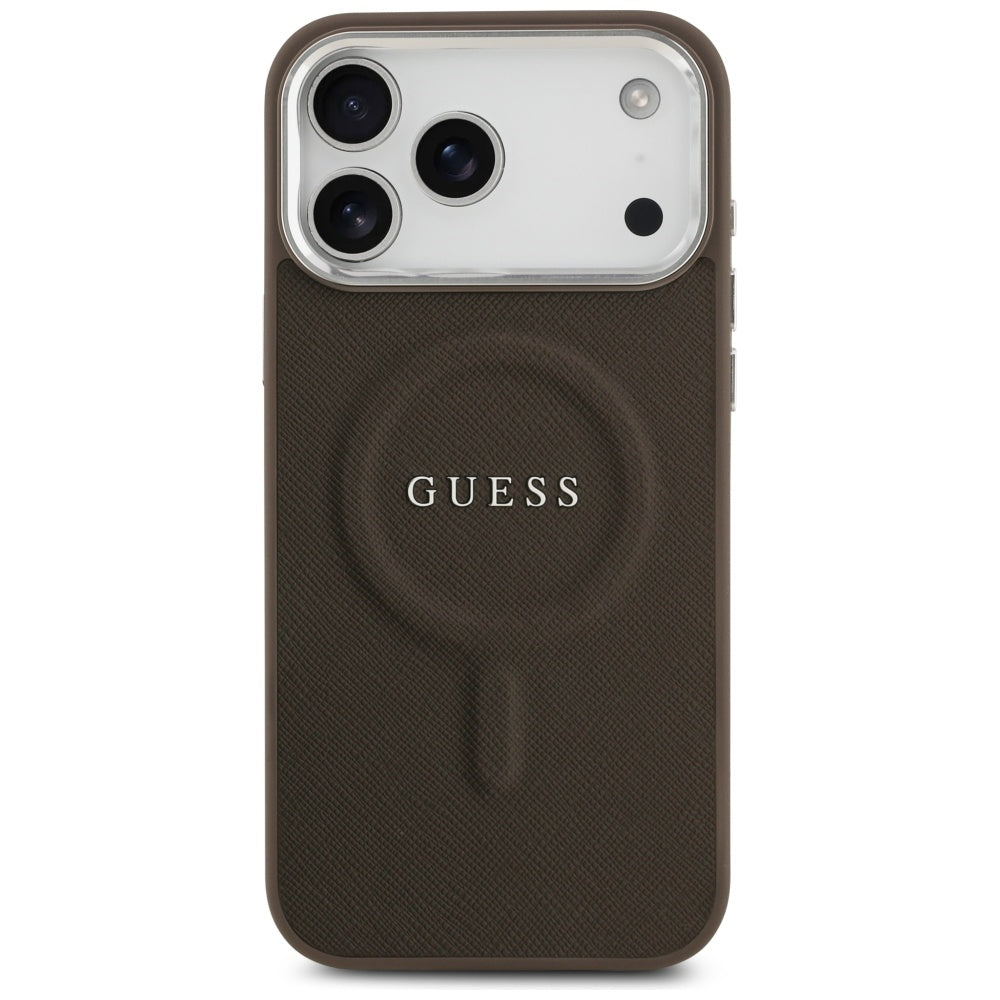 Étui MagSafe pour Apple iPhone 17 Pro, Guess, Classic Logo, Marron
