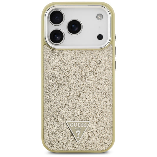 MagSafe Case for Apple iPhone 17 Pro, Guess, Glitter Triangle Logo, Gold