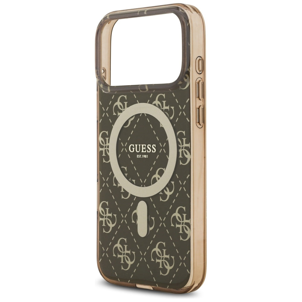 Étui MagSafe pour Apple iPhone 17 Pro, Guess, IML 4G Background, Marron