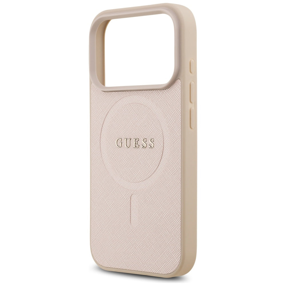 Coque MagSafe pour Apple iPhone 17 Pro, Guess, Saffiano Classic Logo, Rose