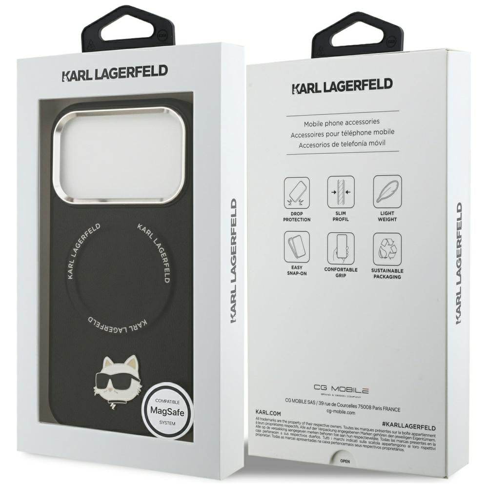 MagSafe Case for Apple iPhone 17 Pro, Karl Lagerfeld, Choupette Pin, Black