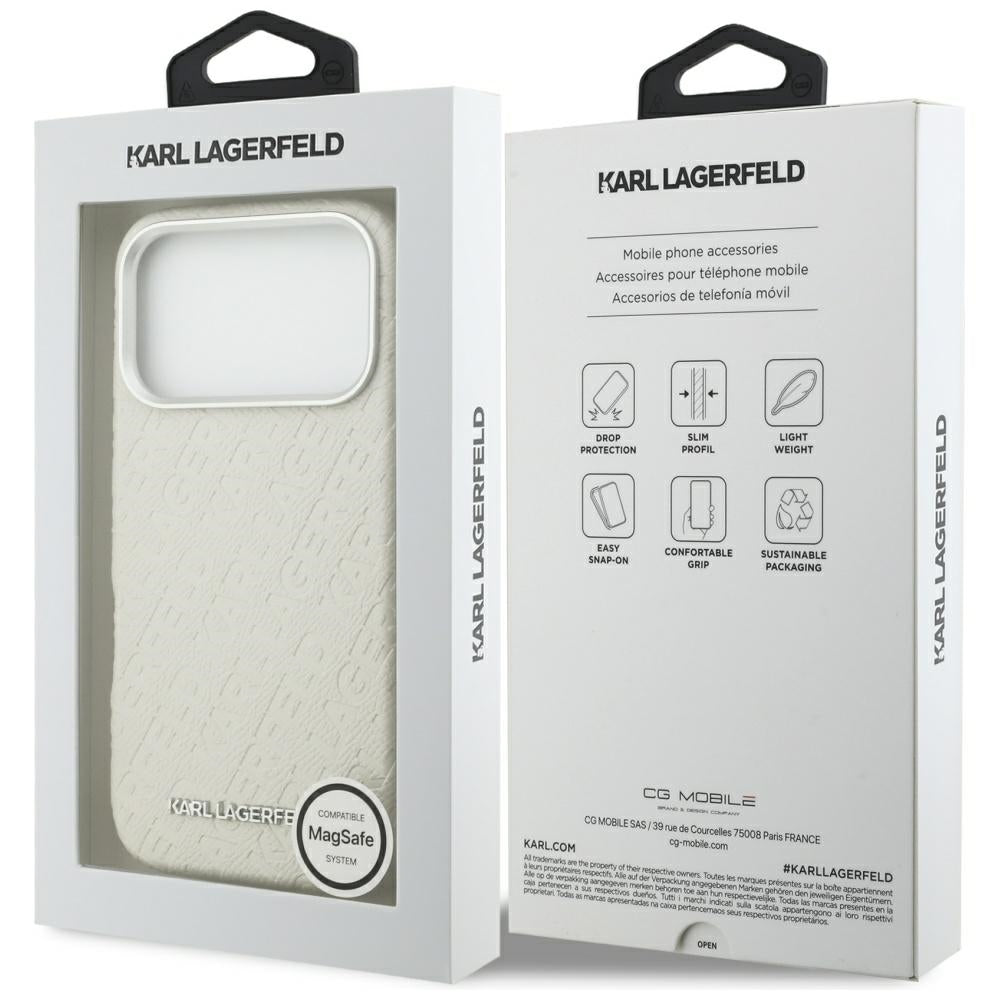 Étui MagSafe pour Apple iPhone 17 Pro, Karl Lagerfeld, FW Stamped Karl, Beige