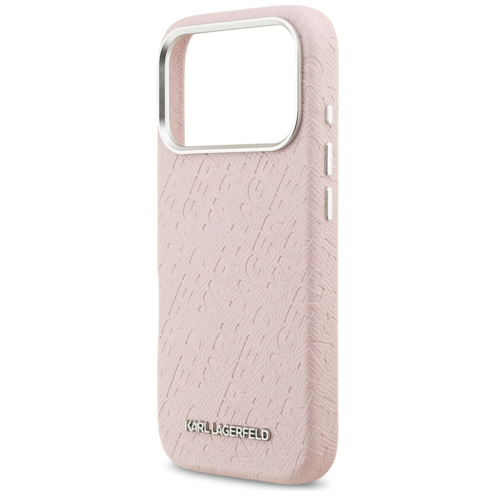 Coque MagSafe pour Apple iPhone 17 Pro, Karl Lagerfeld, FW Stamped Karl, Rose
