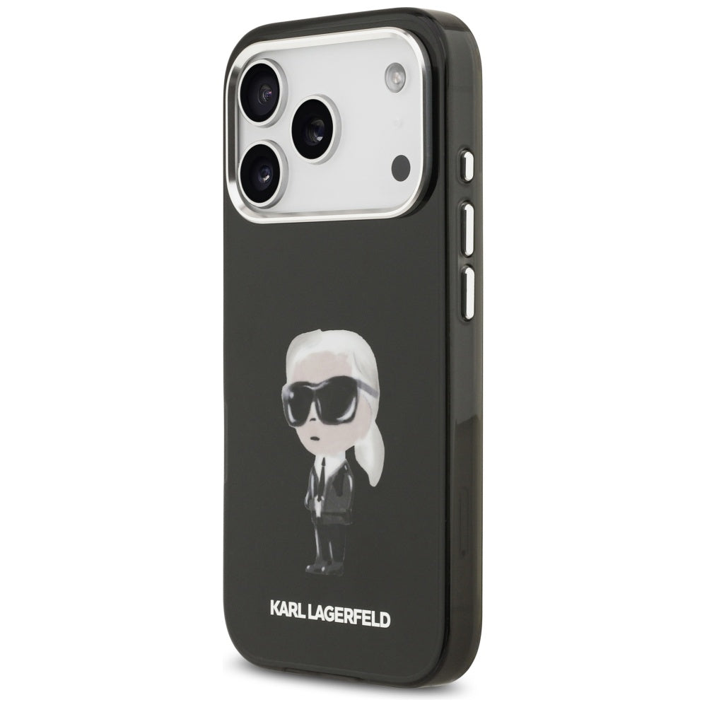 Housse MagSafe pour Apple iPhone 17 Pro, Karl Lagerfeld, IML Aquarelle Karl Ikonik, Noire