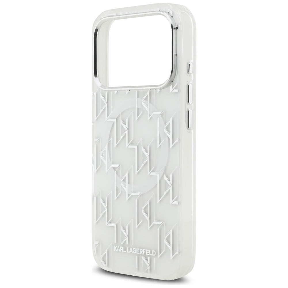 Étui MagSafe pour Apple iPhone 17 Pro, Karl Lagerfeld, IML KL Monogram, Blanc