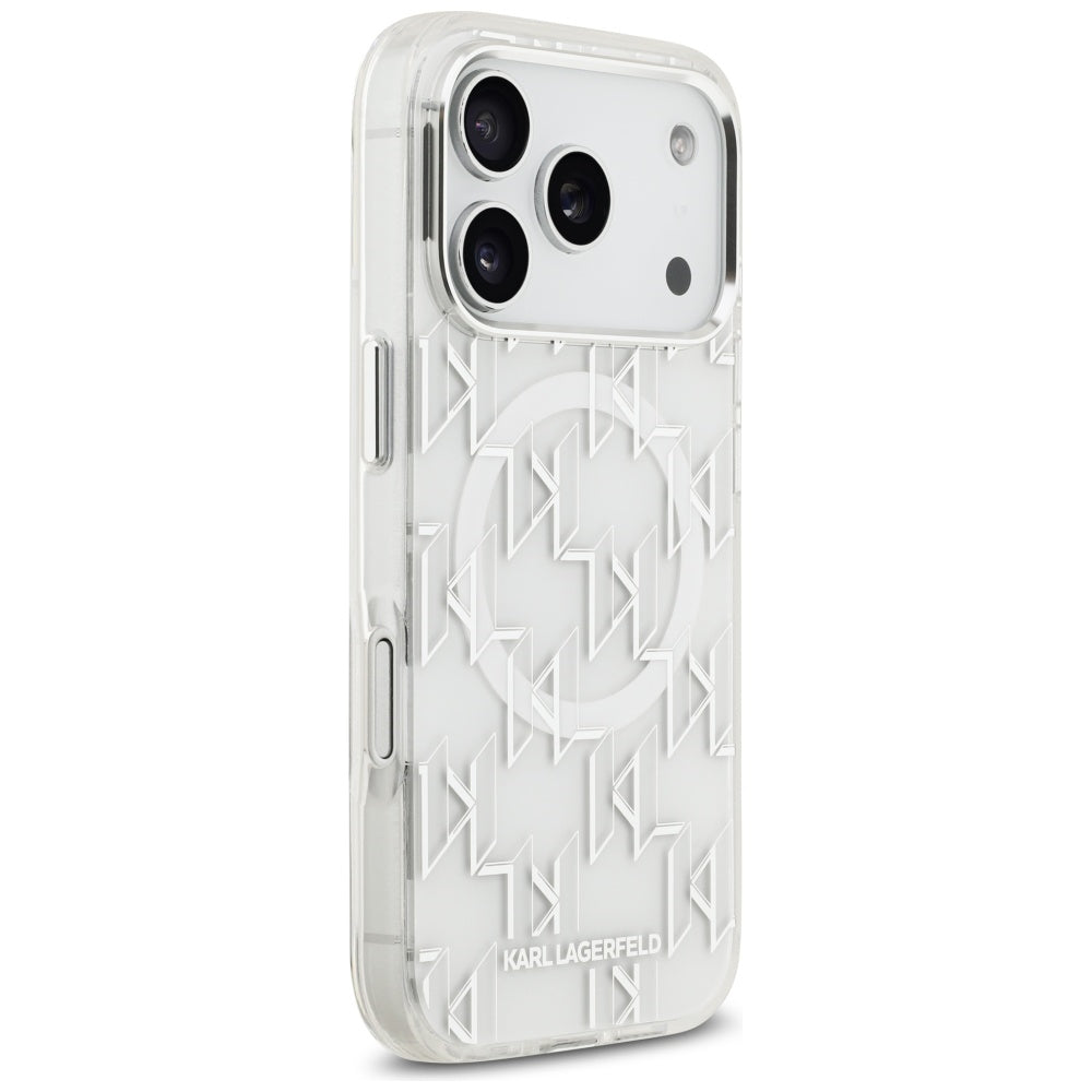 Étui MagSafe pour Apple iPhone 17 Pro, Karl Lagerfeld, IML KL Monogram, Blanc