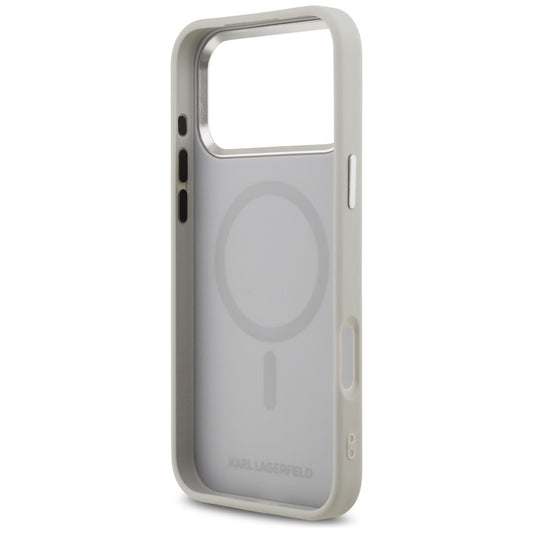 Étui MagSafe pour Apple iPhone 17 Pro, Karl Lagerfeld, Karl & Choupette Pins, Gris