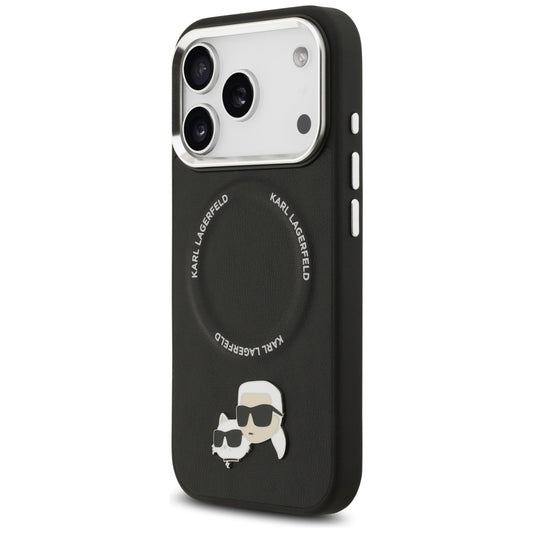 Coque MagSafe pour Apple iPhone 17 Pro, Karl Lagerfeld, Karl & Choupette Pins, Noire