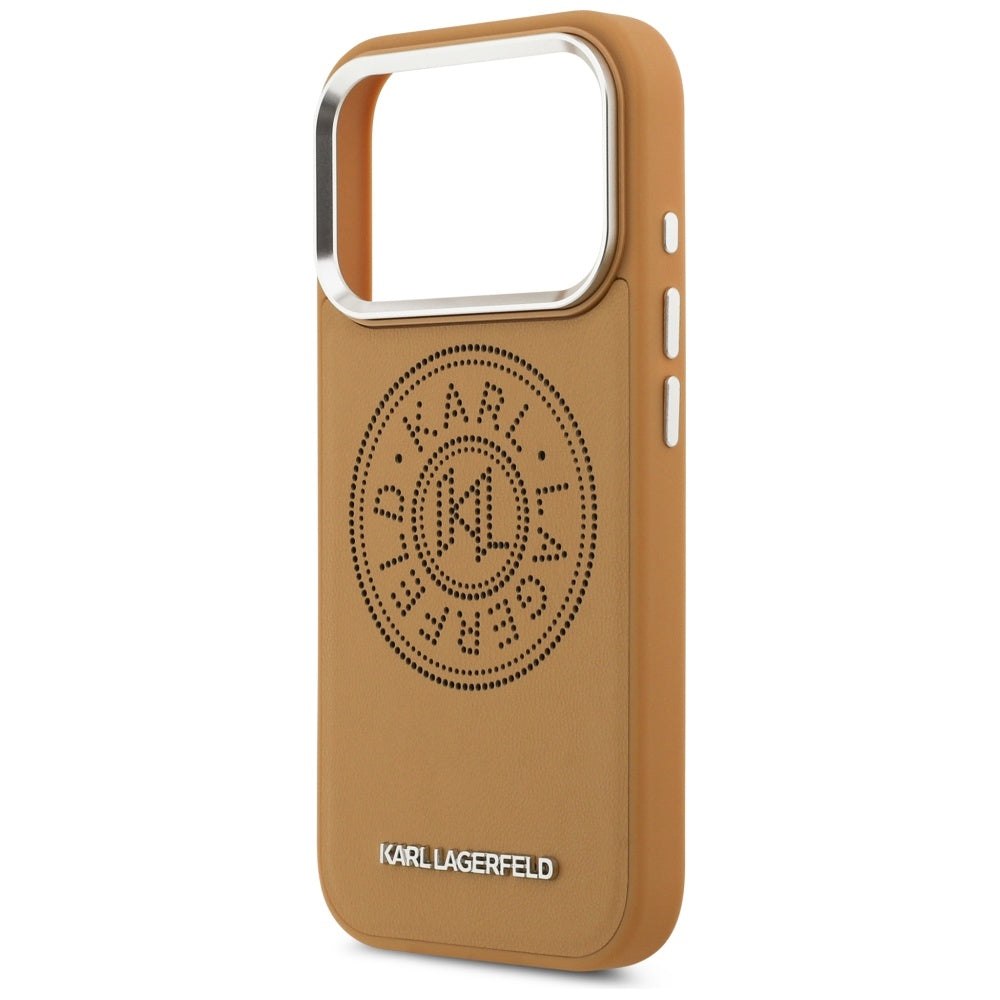MagSafe Case for Apple iPhone 17 Pro, Karl Lagerfeld, Point & Metal Logo, Brown