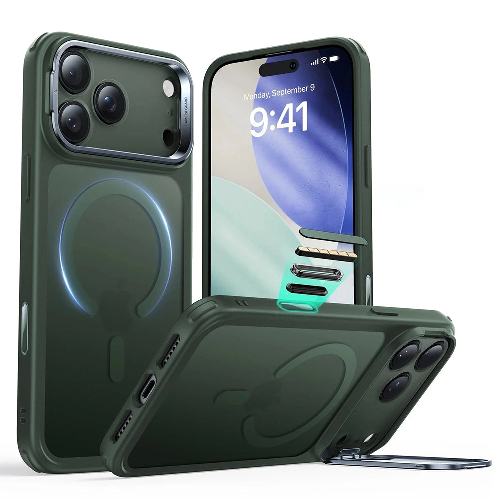 Coque MagSafe pour Apple iPhone 17 Pro Max, ESR, Classic Hybrid Kickstand, Vert Satiné