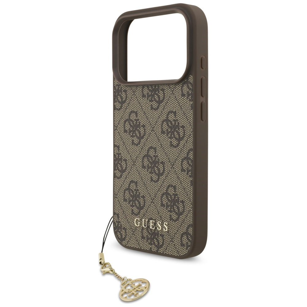 Étui MagSafe pour Apple iPhone 17 Pro Max, Guess, 4G Charm Cradle, Marron