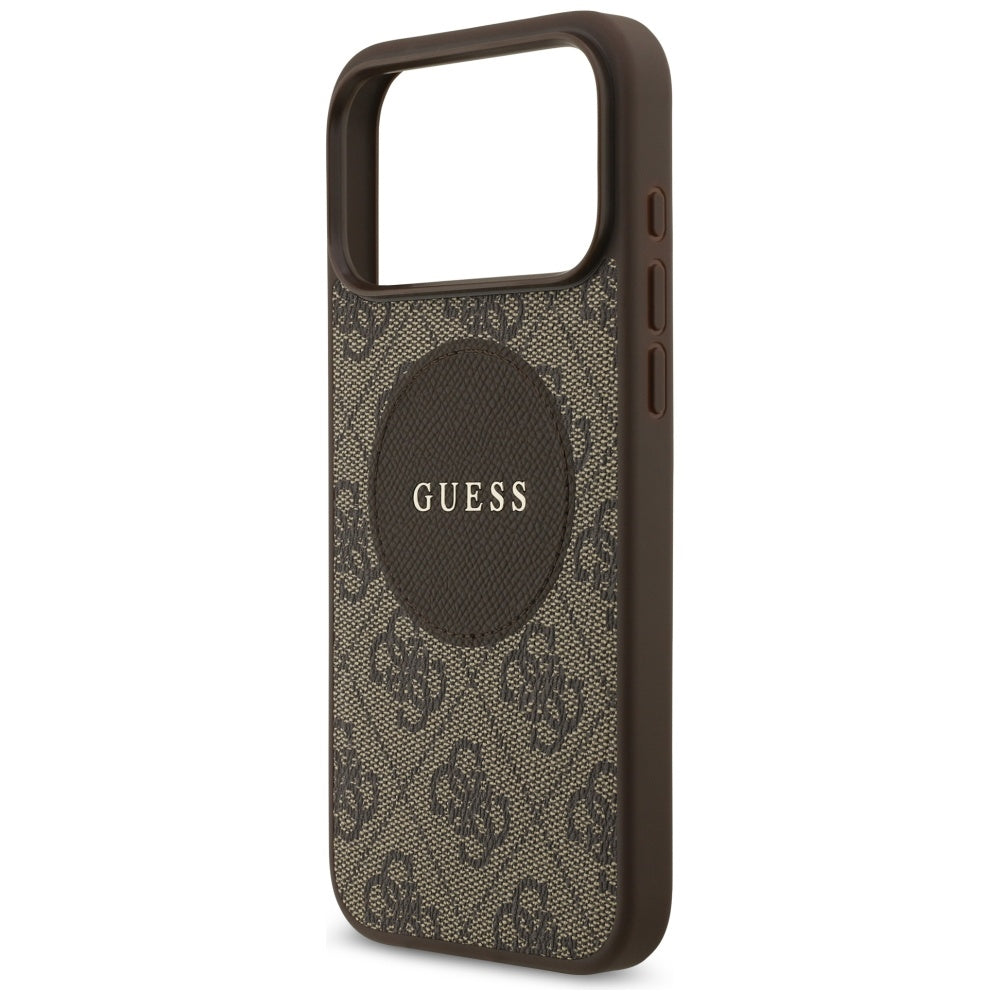 Étui MagSafe pour Apple iPhone 17 Pro Max, Guess, 4G Circle Classic Logo, Marron