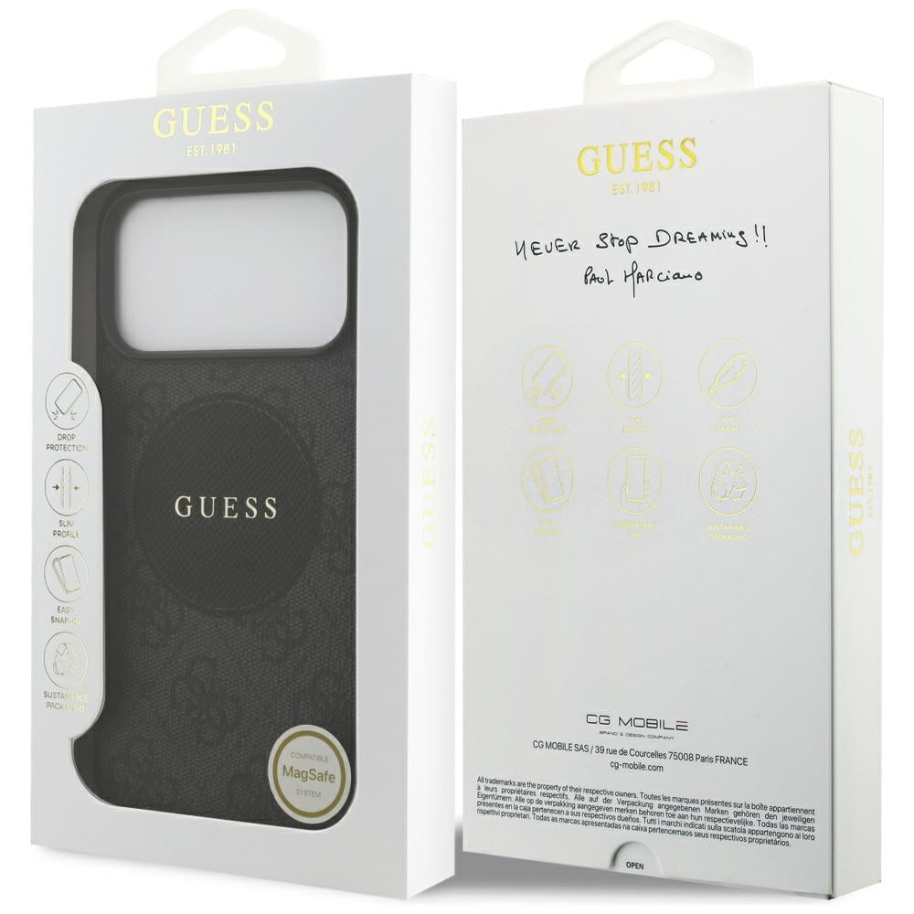 Étui MagSafe pour Apple iPhone 17 Pro Max, Guess, 4G Circle Classic Logo, Noir