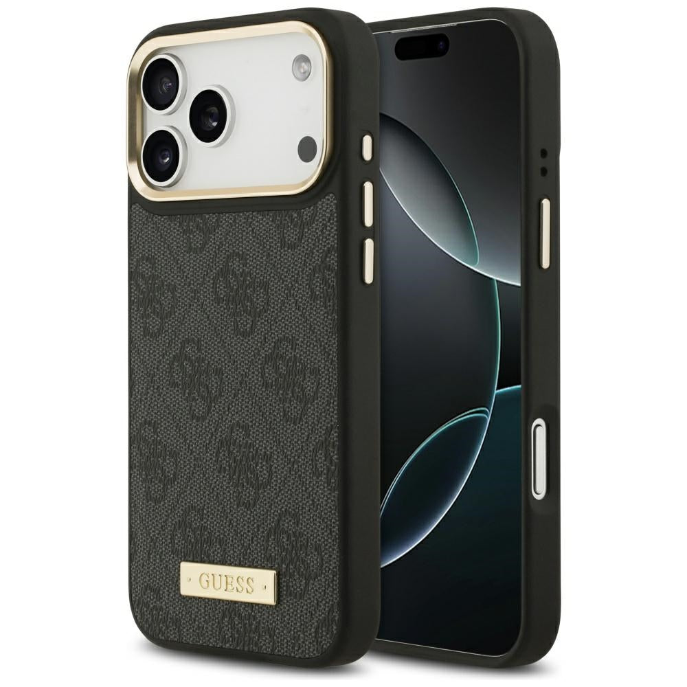 Coque MagSafe pour Apple iPhone 17 Pro Max, Guess, Plaque Logo 4G, Noire