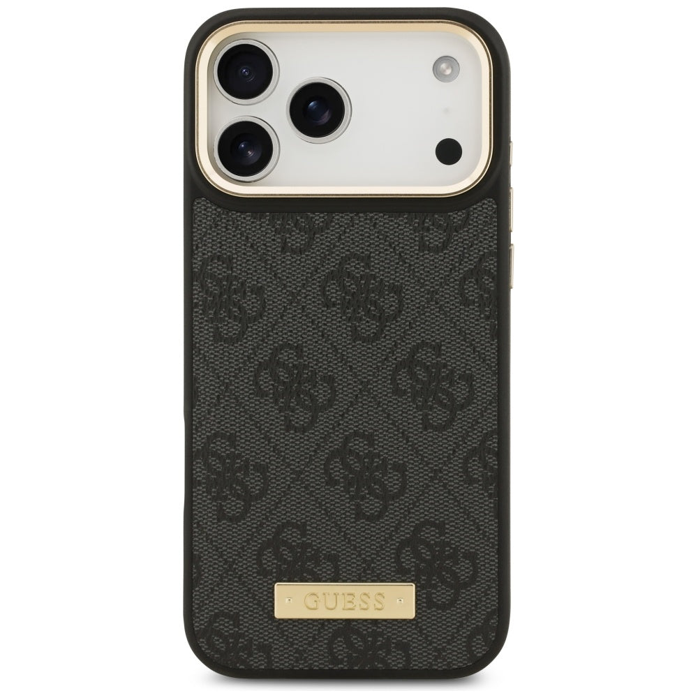 Coque MagSafe pour Apple iPhone 17 Pro Max, Guess, Plaque Logo 4G, Noire