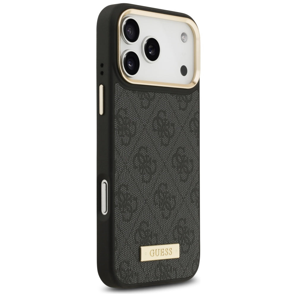 Coque MagSafe pour Apple iPhone 17 Pro Max, Guess, Plaque Logo 4G, Noire