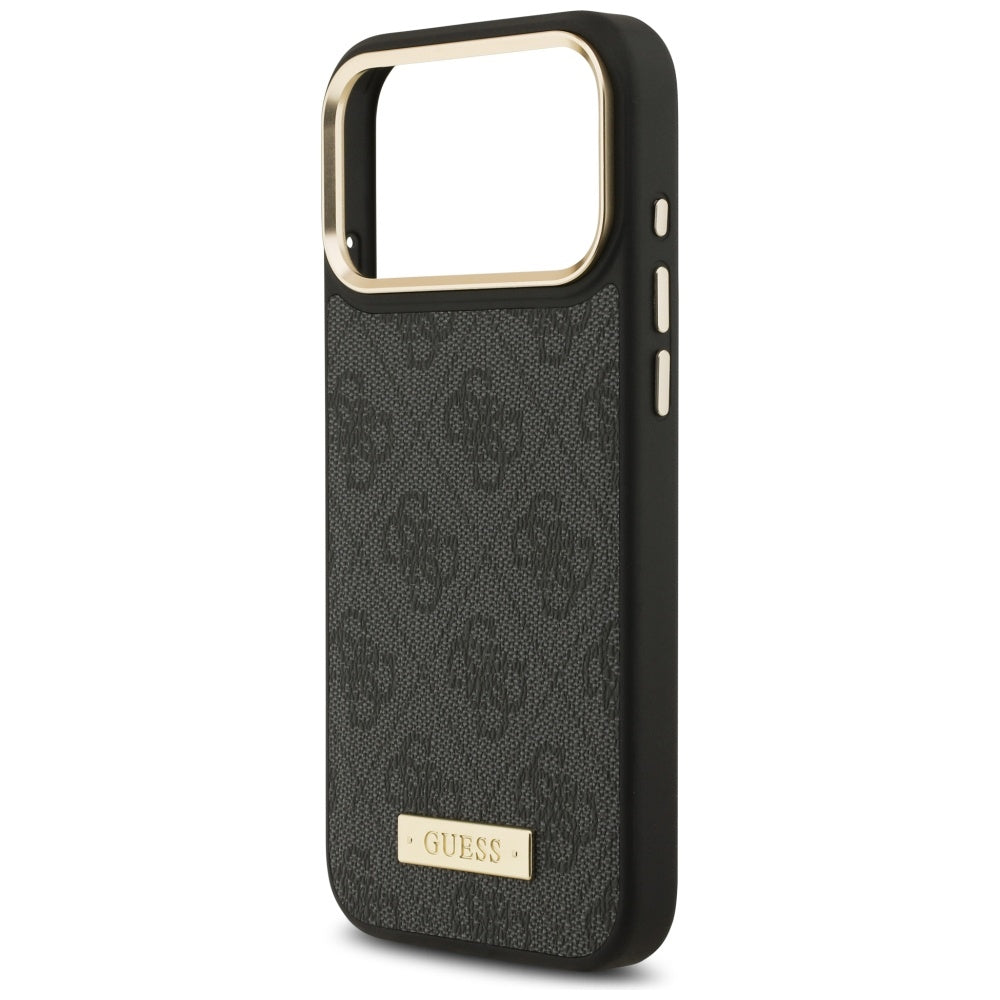 Coque MagSafe pour Apple iPhone 17 Pro Max, Guess, Plaque Logo 4G, Noire