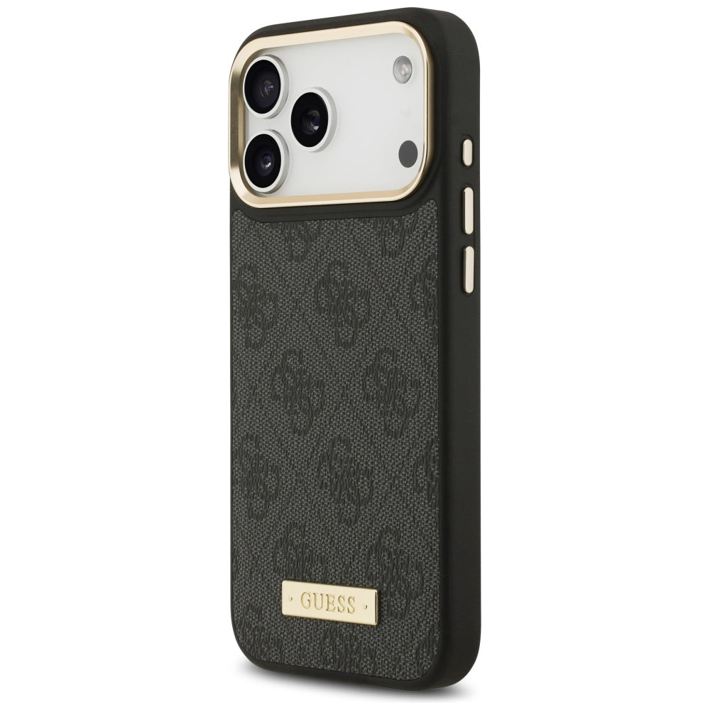 Coque MagSafe pour Apple iPhone 17 Pro Max, Guess, Plaque Logo 4G, Noire