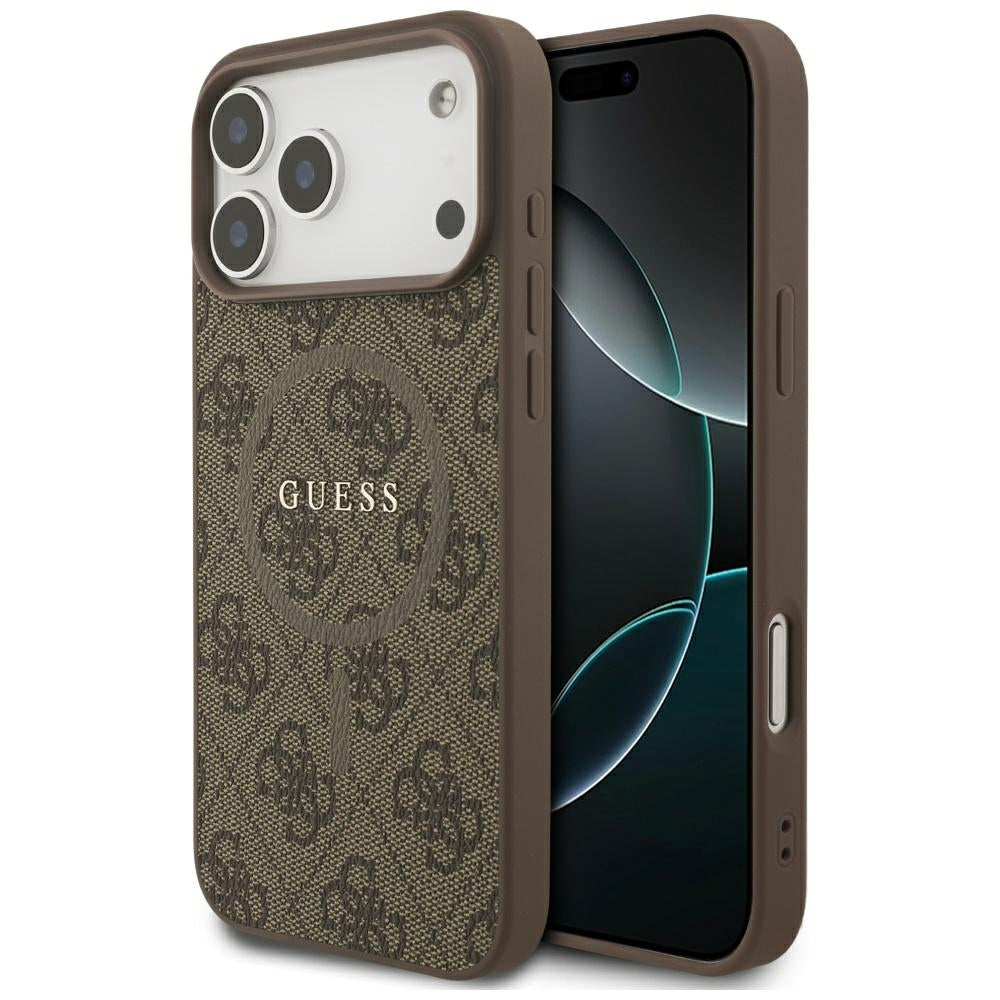 Étui MagSafe pour Apple iPhone 17 Pro Max, Guess, 4G Ring Classic Logo, Marron