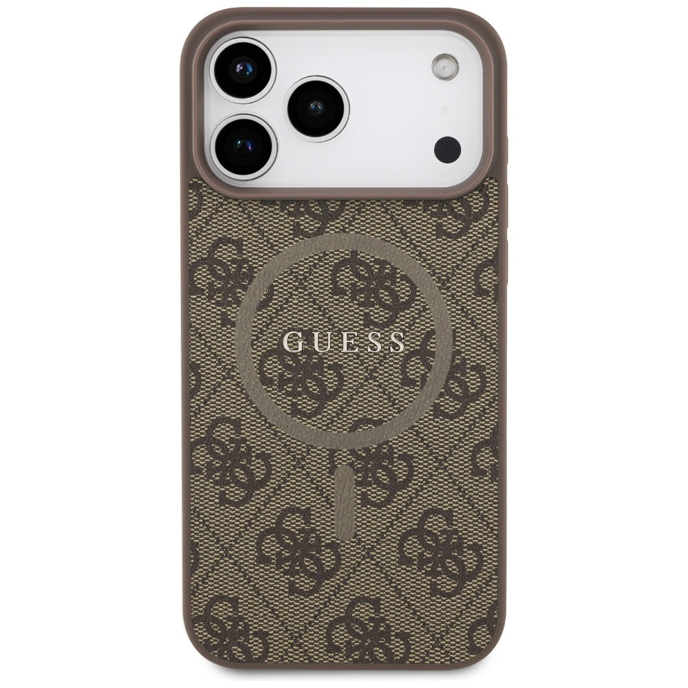 Étui MagSafe pour Apple iPhone 17 Pro Max, Guess, 4G Ring Classic Logo, Marron