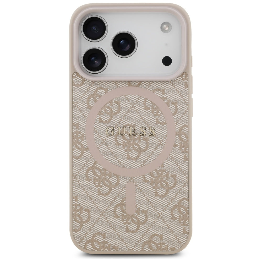 Coque MagSafe pour Apple iPhone 17 Pro Max, Guess, 4G Ring Classic Logo, Rose