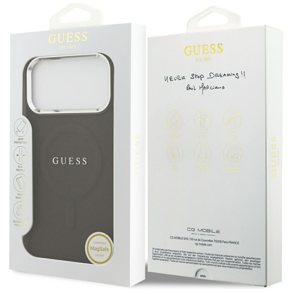 Étui MagSafe pour Apple iPhone 17 Pro Max, Guess, Classic Logo, Marron