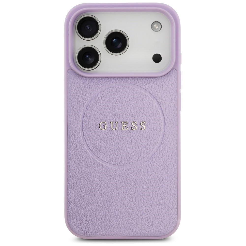 Étui MagSafe pour Apple iPhone 17 Pro Max, Guess, Grained Gold Ring, Violet