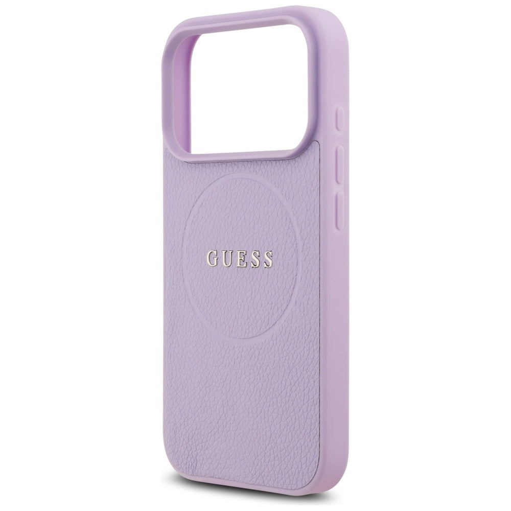 Étui MagSafe pour Apple iPhone 17 Pro Max, Guess, Grained Gold Ring, Violet