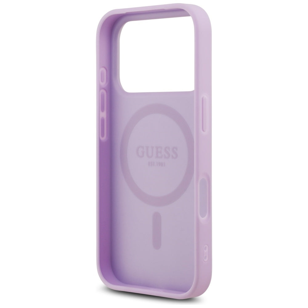 Étui MagSafe pour Apple iPhone 17 Pro Max, Guess, Grained Gold Ring, Violet