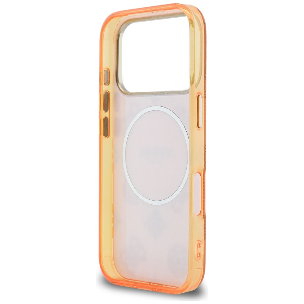Coque MagSafe pour Apple iPhone 17 Pro Max, Guess, IML Peony Dot, Orange