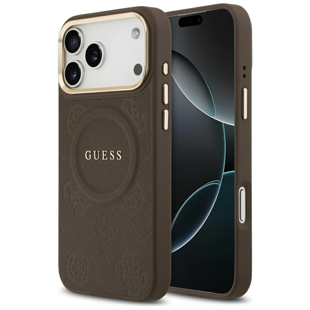 Étui MagSafe pour Apple iPhone 17 Pro Max, Guess, Peony Hot Stamp, Marron