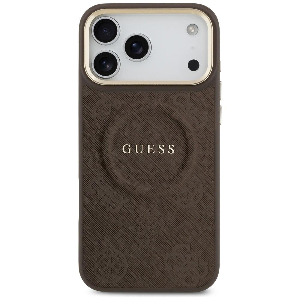 Étui MagSafe pour Apple iPhone 17 Pro Max, Guess, Peony Hot Stamp, Marron