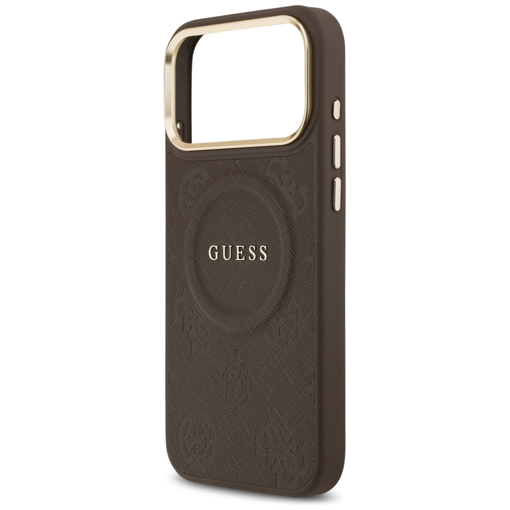 Étui MagSafe pour Apple iPhone 17 Pro Max, Guess, Peony Hot Stamp, Marron