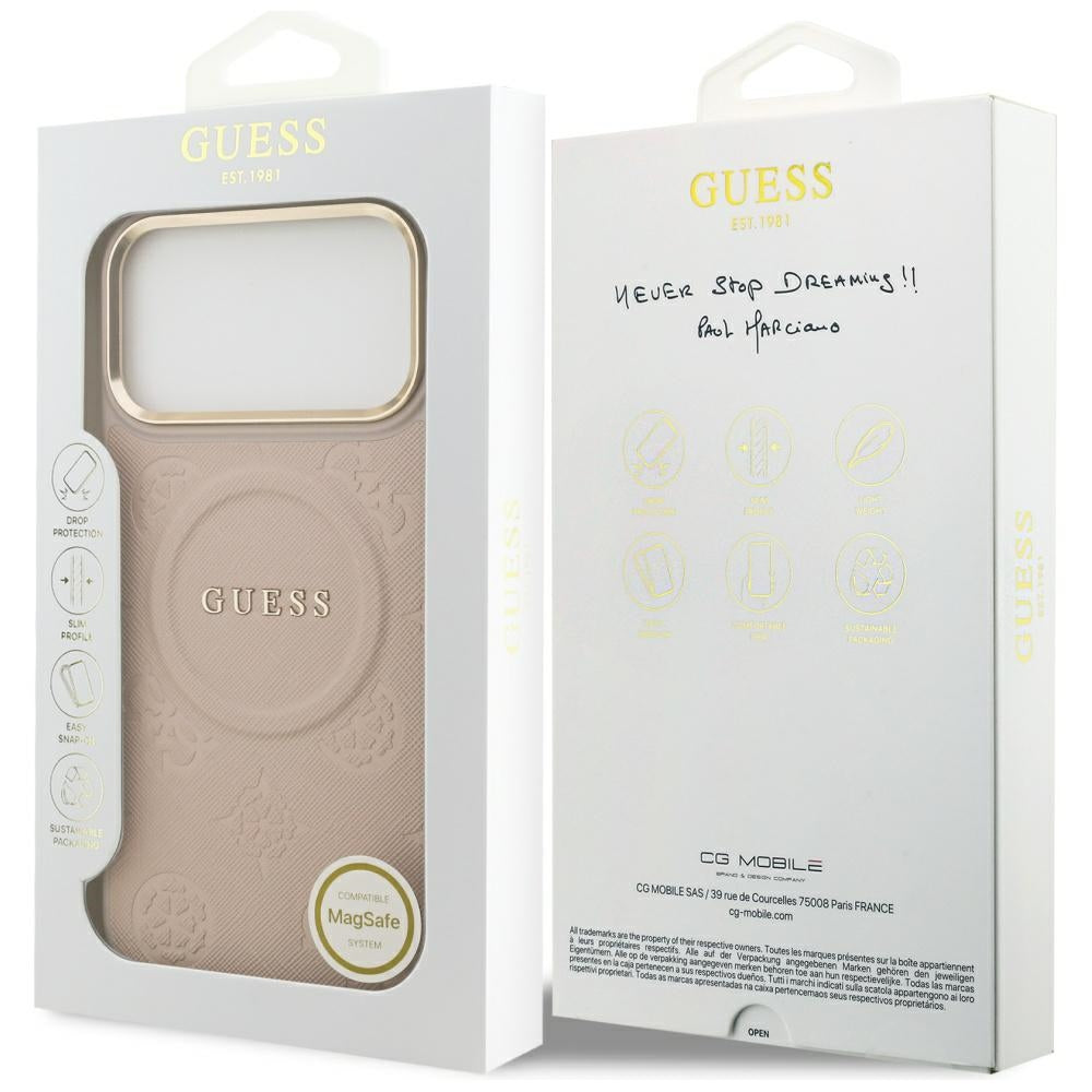 Coque MagSafe pour Apple iPhone 17 Pro Max, Guess, Peony Hot Stamp, Rose