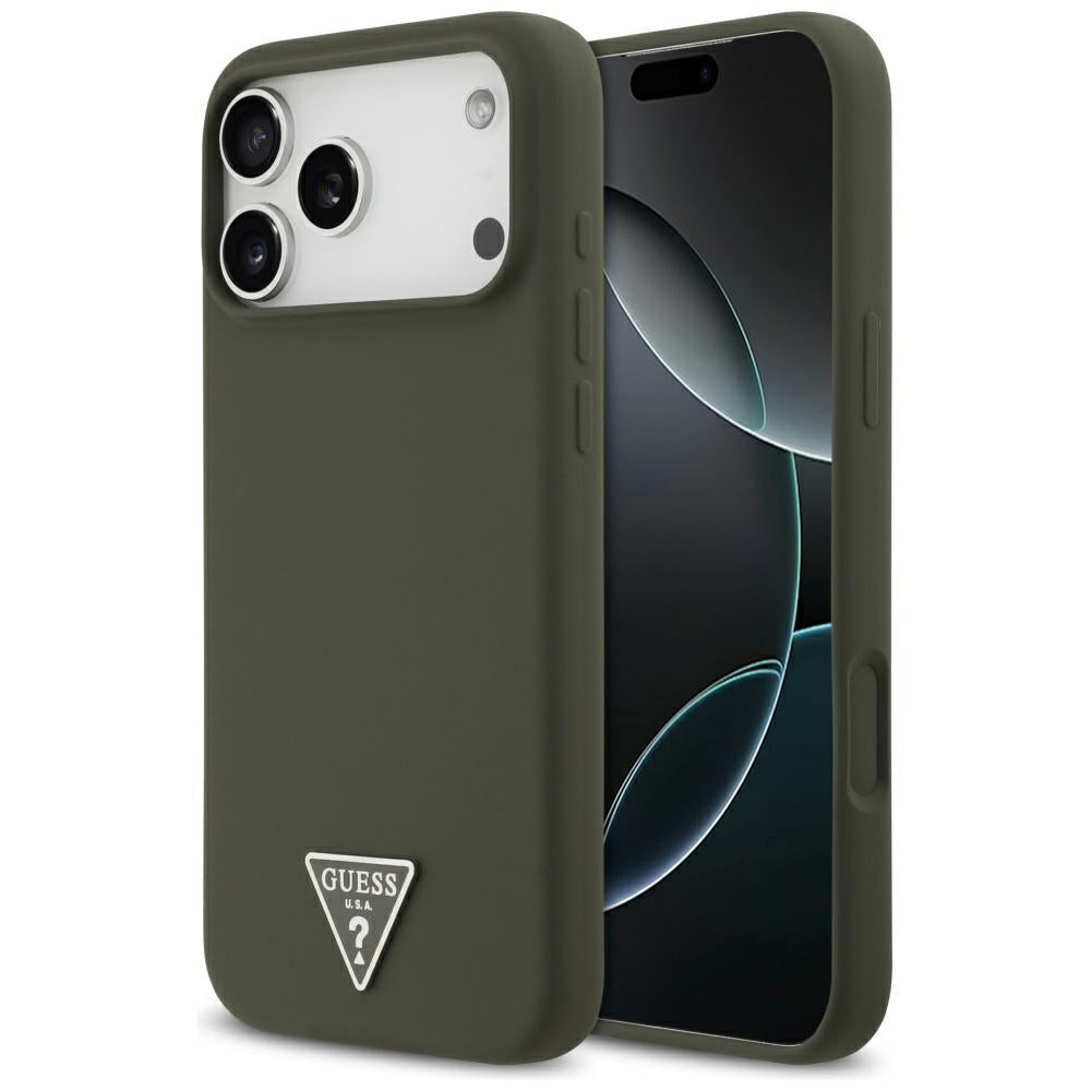 Étui MagSafe pour Apple iPhone 17 Pro Max, Guess, Logo Triangle, Kaki
