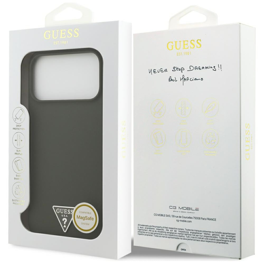 Étui MagSafe pour Apple iPhone 17 Pro Max, Guess, Logo Triangle, Kaki