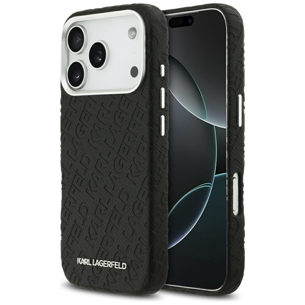 Étui MagSafe pour Apple iPhone 17 Pro Max, Karl Lagerfeld, FW Stamped Karl, Noir