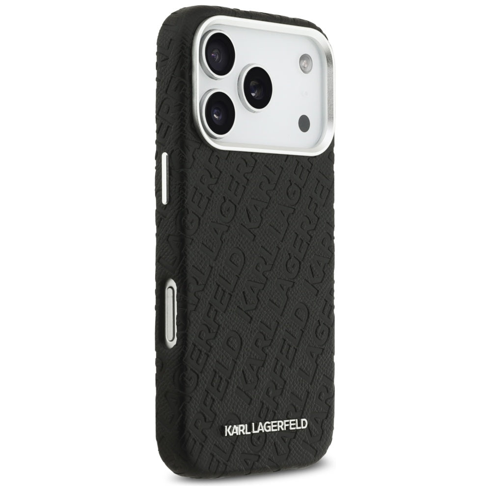 Étui MagSafe pour Apple iPhone 17 Pro Max, Karl Lagerfeld, FW Stamped Karl, Noir