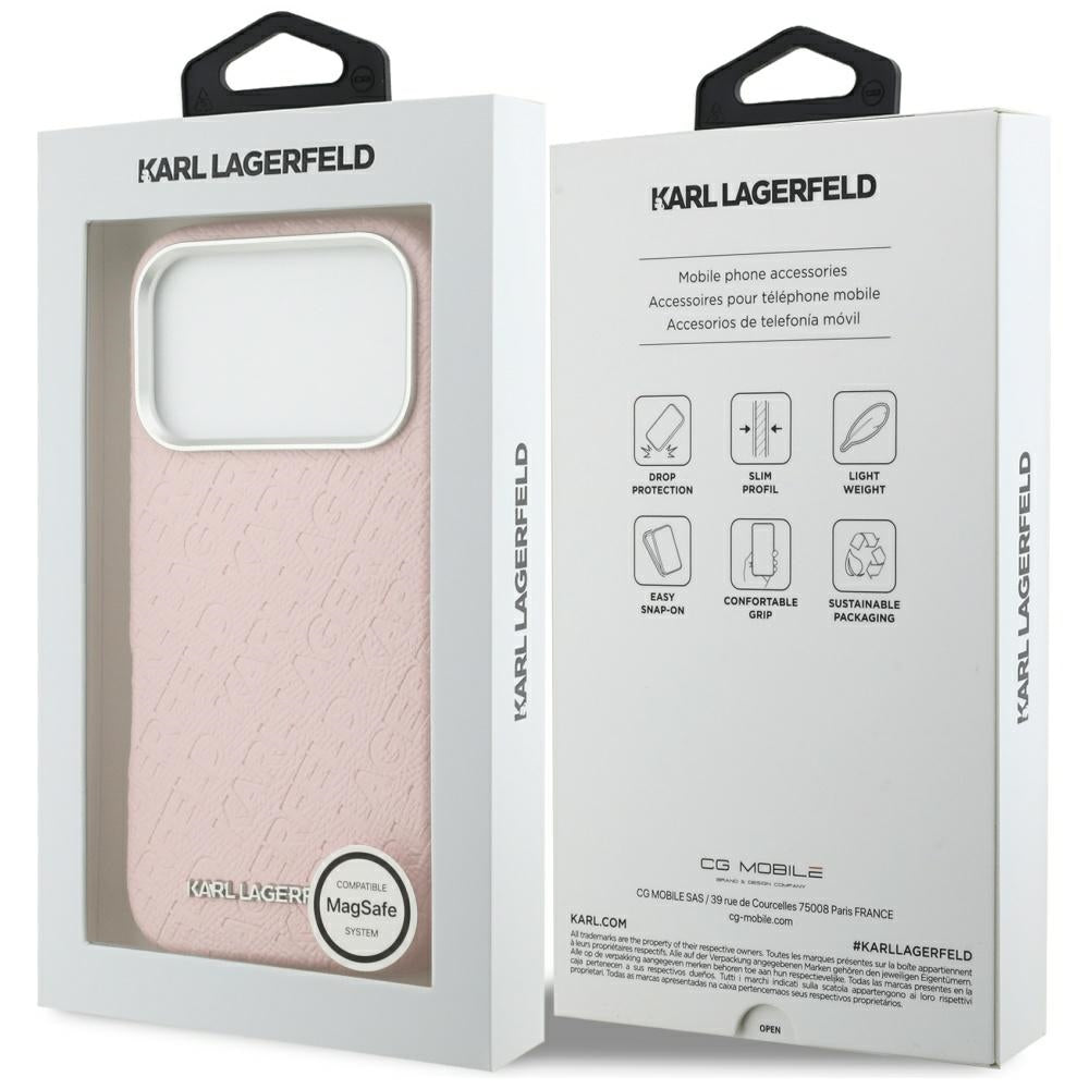 Étui MagSafe pour Apple iPhone 17 Pro Max, Karl Lagerfeld, FW Stamped Karl, Rose