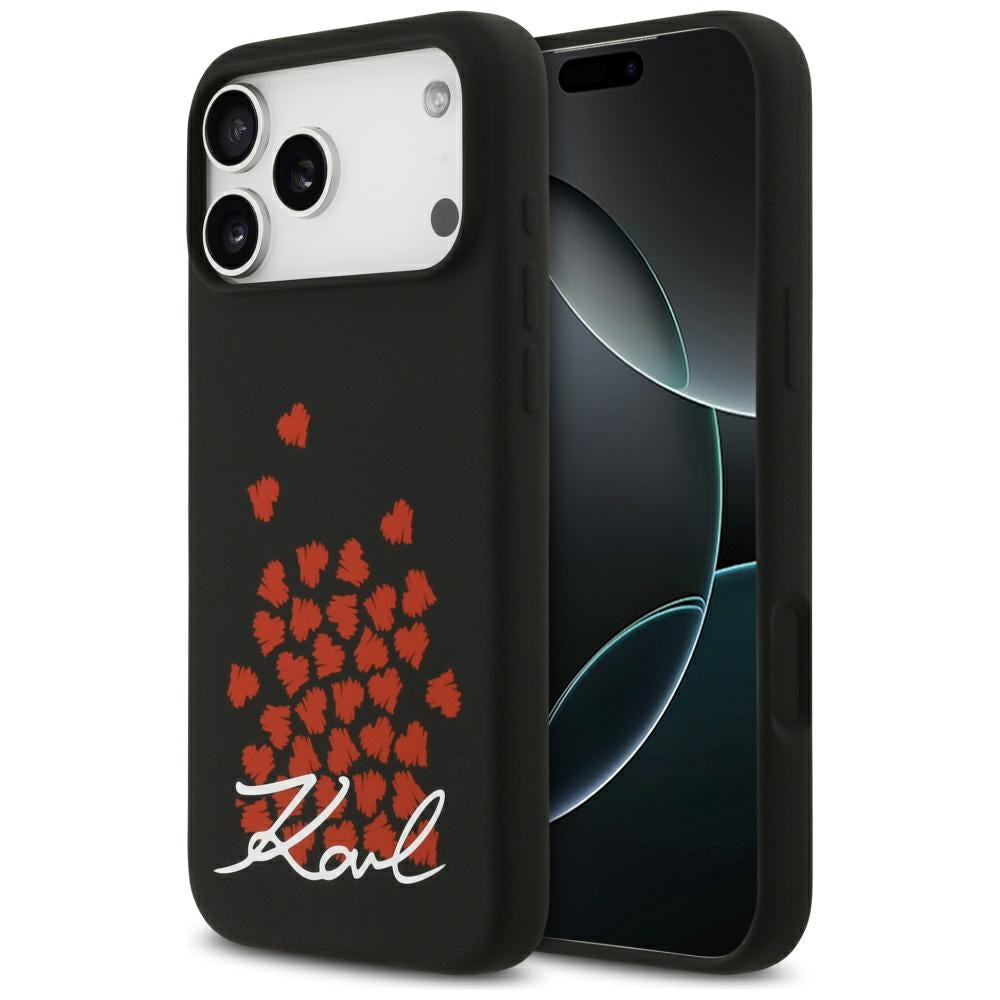 Étui MagSafe pour Apple iPhone 17 Pro Max, Karl Lagerfeld, logo Heart Sign, Noir