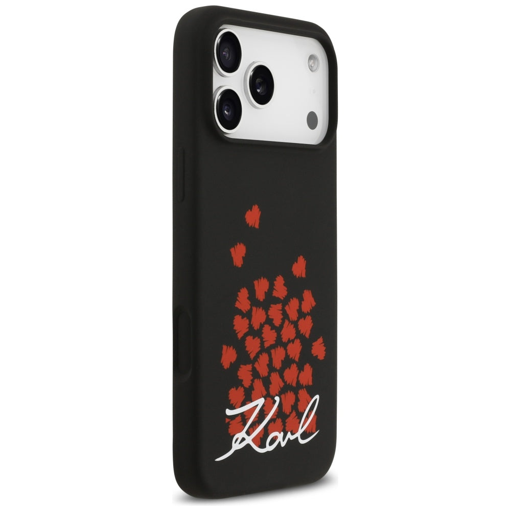 Étui MagSafe pour Apple iPhone 17 Pro Max, Karl Lagerfeld, logo Heart Sign, Noir