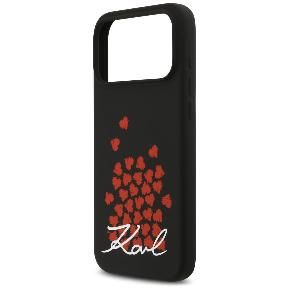 Étui MagSafe pour Apple iPhone 17 Pro Max, Karl Lagerfeld, logo Heart Sign, Noir