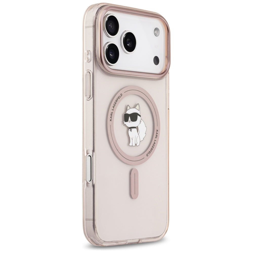 Coque MagSafe pour Apple iPhone 17 Pro Max, Karl Lagerfeld, IML Choupette, Rose