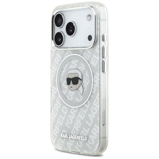 Housse MagSafe pour Apple iPhone 17 Pro Max, Karl Lagerfeld, IML Karl's Head, Gris
