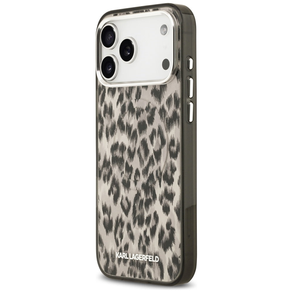 Étui MagSafe pour Apple iPhone 17 Pro Max, Karl Lagerfeld, Motif Léopard IML, Marron