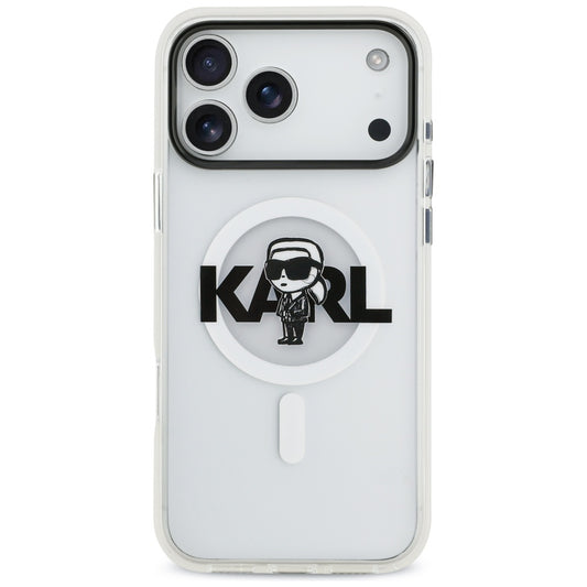 MagSafe Case for Apple iPhone 17 Pro Max, Karl Lagerfeld, IML Sketch Logo Karl, Transparent