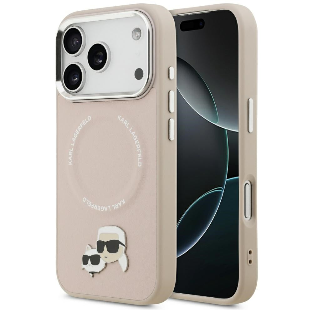 Coque MagSafe pour Apple iPhone 17 Pro Max, Karl Lagerfeld, Karl & Choupette Pins, Rose