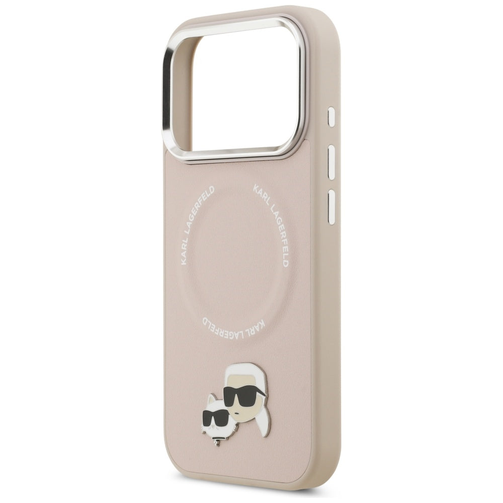 Coque MagSafe pour Apple iPhone 17 Pro Max, Karl Lagerfeld, Karl & Choupette Pins, Rose