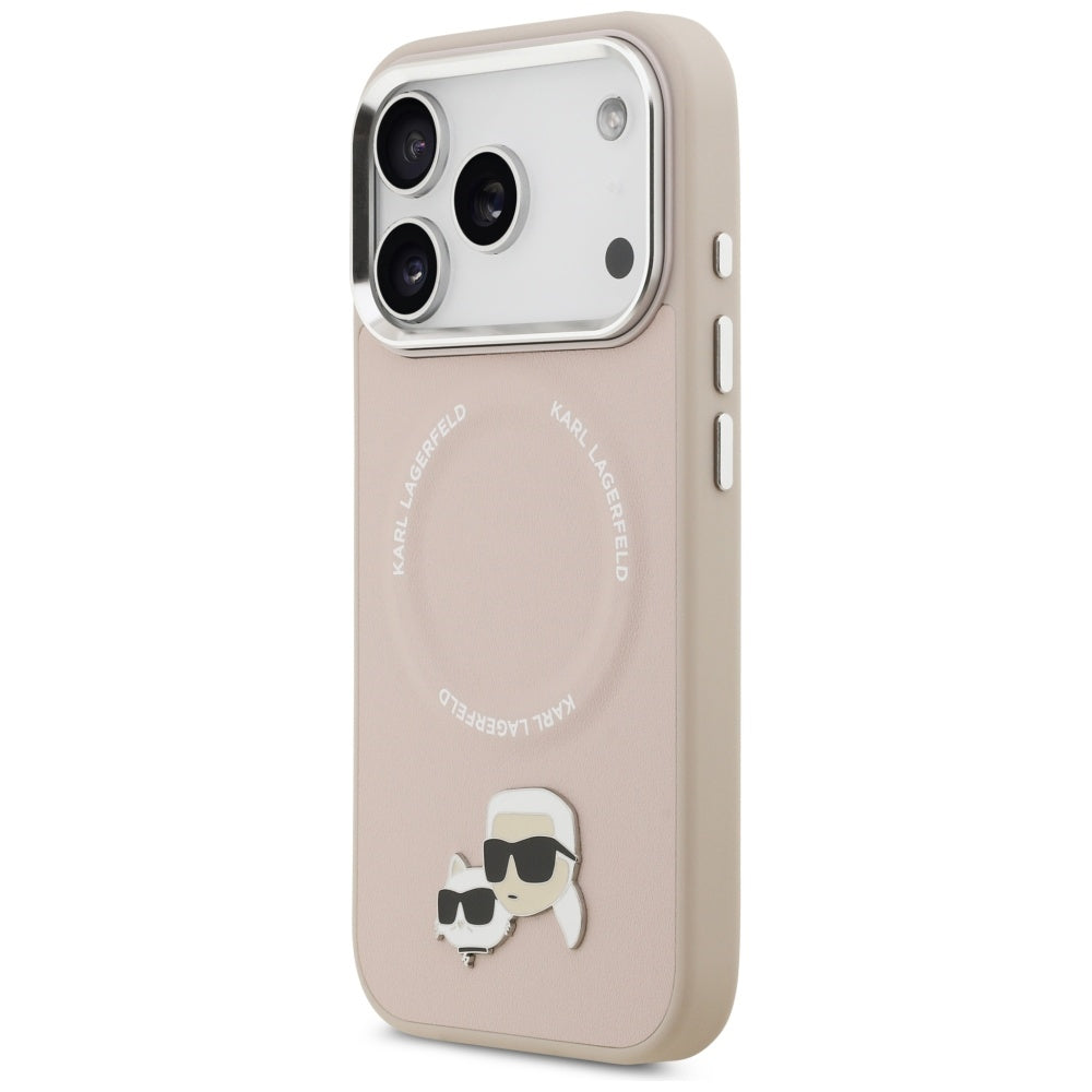 Coque MagSafe pour Apple iPhone 17 Pro Max, Karl Lagerfeld, Karl & Choupette Pins, Rose