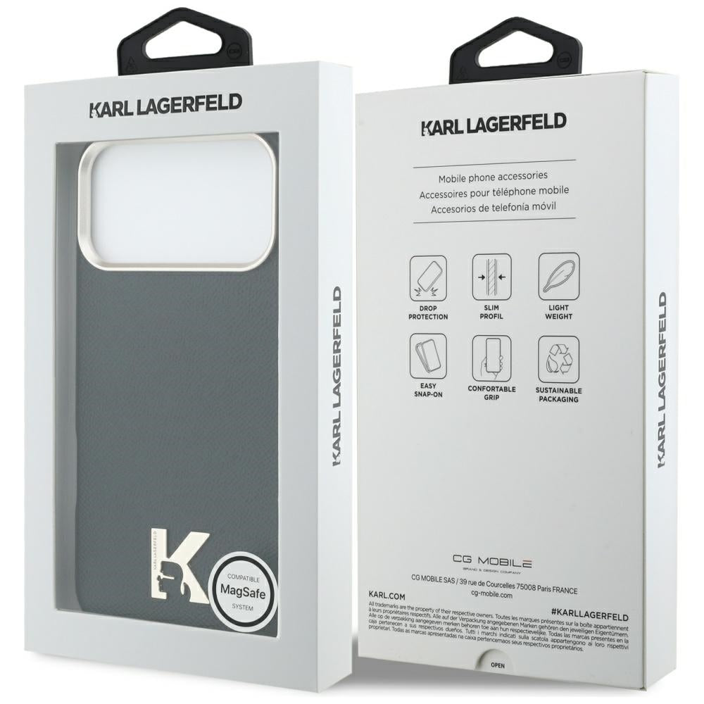 Étui MagSafe pour Apple iPhone 17 Pro Max, Karl Lagerfeld, logo Karl Head, Noir